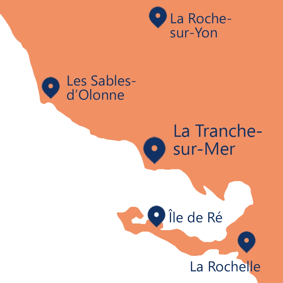 Carte au départ de La Tranche sur mer en Vendée